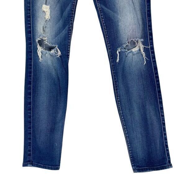 7 For All Mankind The Skinny Ankle Jeans Womens 27 Mid Rise Ripped Distress Pant - Picture 4 of 14